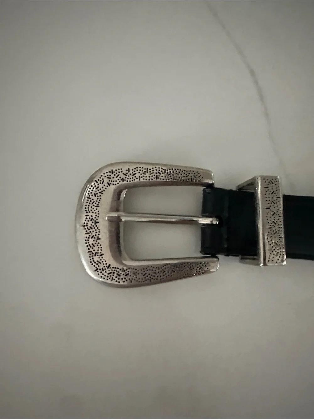 Brighton Black Leather Western Belt with Silver Buckle. Size 38.